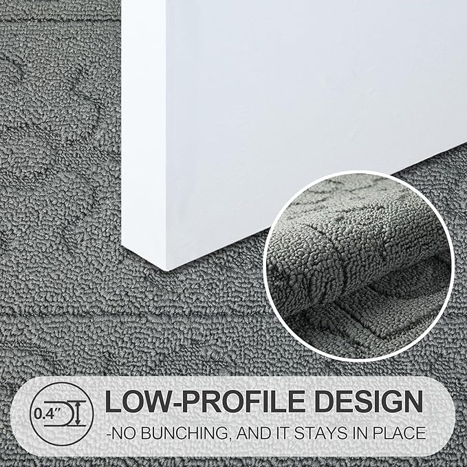 FONEYI Indoor Door Mat, Front Back Door Mat 32"x40" Non-Slip Rubber Backing Door Rug, Machine Washable Entry Rug, Low Profile Absorbent Dirt Trapper Doormat Inside Floor Mats for Entryway, Light Grey