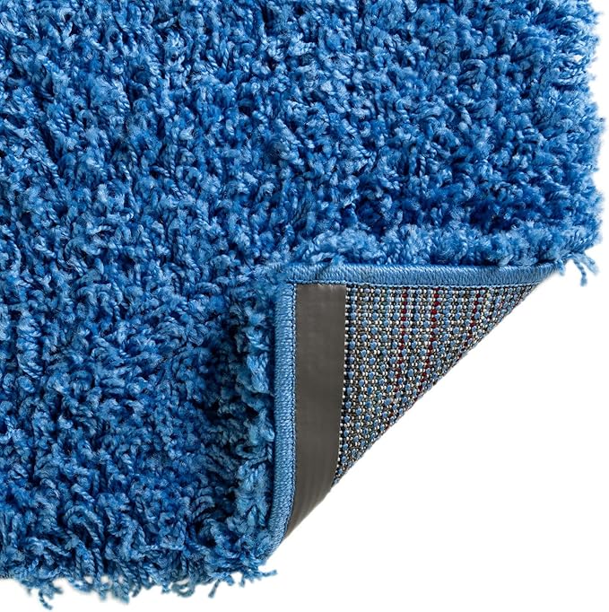 Unique Loom Solid Shag Collection Area Rug (8' x 11' Rectangle, Periwinkle Blue)