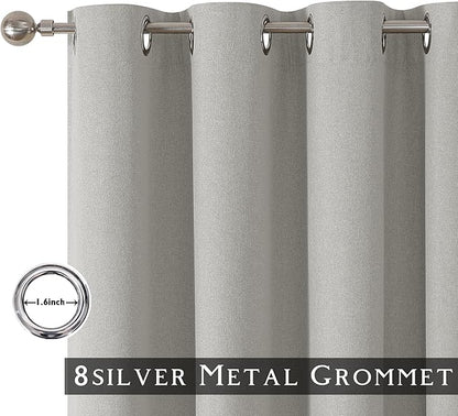 ChrisDowa 100% Blackout Light Grey Solid Curtains 54 Inches Long 2 Panels for Bedroom Living Room,Farmhouse Room Darkening Thermal Insulated Soundproof Grommet Top Window Treatment Drapes,52x54