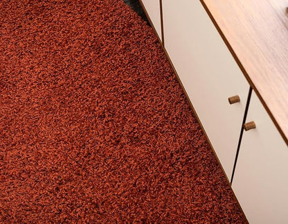 Unique Loom Solid Shag Collection Area Rug (7' 10" x 10' Oval, Terracotta)