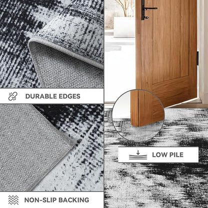 Area Rugs 6x9 Rug for Living Room - Machine Washable Neutral Modern Abstract Soft Rugs for Dining Room Floor Non-Shedding Carpets for Bedroom Farmhouse Home Office