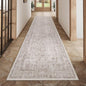 Light Brown Runner Rug 3x12 Hallway Machine Washable Kitchen Vintage Distressed Non Slip Long Carpet Indoor Retro Floral Bedroom Accent Throw Rug for Bathroom Office Laundry Dining Room