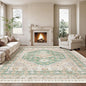 zesthome 10x14 Area Rugs,Stain Resistant Washable Rug,Ultra-Thin Rugs for Living Room,Bedroom,Non-Slip Backing Home Decor Large Area Rug (Green/Brown,10'x14')