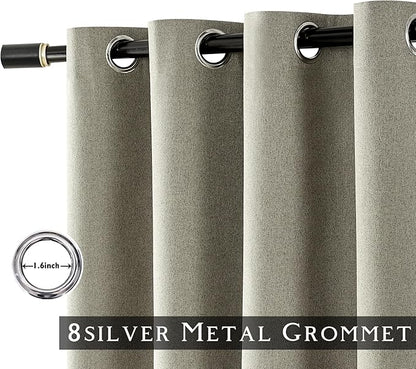 ChrisDowa 100% Blackout Sand Solid Curtains 90 Inches Long 2 Panels for Bedroom Living Room,Farmhouse Room Darkening Thermal Insulated Soundproof Grommet Top Window Treatment Drapes,52x90