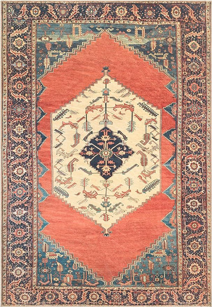 Keen Home Design 6x9 Rug - Machine Washable Area Rug with Non-Slip Backing, Ideal for Living Room, Dining Room, Bedroom - Vintage, Easy Clean, Durable, Low Pile Rug - (6' x 9')