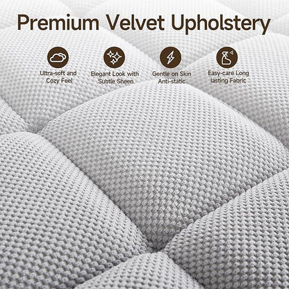 41.7" Chaise Lounge Chair Indoor, Oversized Boucle Upholstered Sofa Bed, Adjustable Backrest Deep Seat Reading Chair, Sofas Couches for Living Room with Storage, Cup Holders & 360° Swivel Side Table