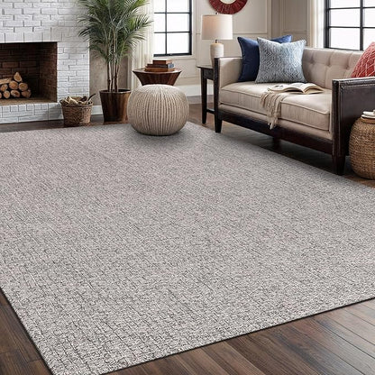 Easy Jute Rug 5x7 Indoor Outdoor Natural Rugs Solid Fiber Rug Woven Area Rug Boho Easy Clean Inside Carpet for Living Room Bedroom Dining Room Hallway or Outdoor Patio Porch (5 X 7 Silver)