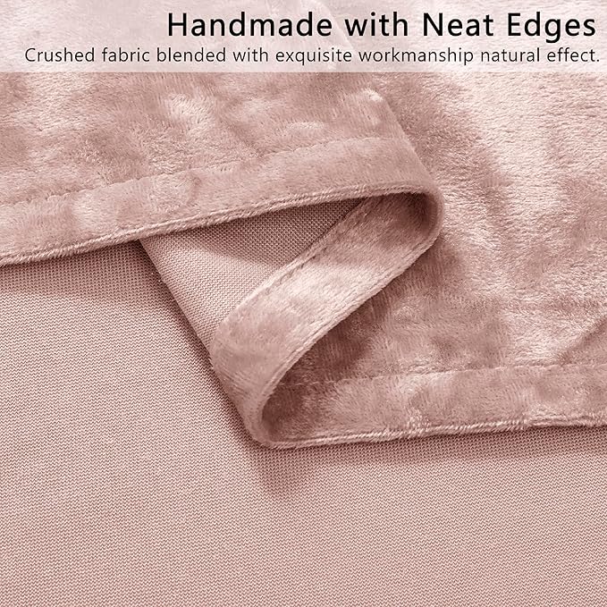 SMILETIME Pink Crushed Velvet Curtains 52x84inch Rod Pocket Luxurious Thermal Insulated Soundproof Drapes Soft and Durable Light-Filtering Window Treatments for Living Room Bedroom, 2 Panels