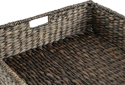 happimess BSK2015C Holden 30" Classic Costal Hand-Woven Hyacinth Wicker Under Bed Storage Basket with for Storage and Decoration in Bathroom, Bedroom, Closet, Entryway, Black