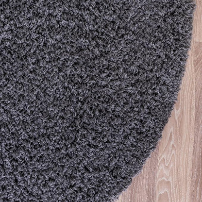 Unique Loom Solid Shag Collection Area Rug (6' 1" Round, Graphite Gray)