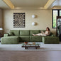 136" Sectional Couches for Living Room Modern Modular Sofa with L-Shape Couchs Upholstered Boneless Couch Deep Seat Sectional Couch with Chaise (Green, Left Facing Chaise+3Seaters+Ottoman)