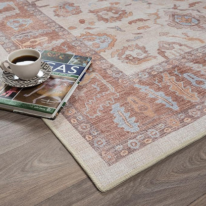 Fame Rugs Brown Modern Oushak Rug 10x13, Vintage Turkish Colorful Oriental Washable Antique Inspired Oversize Area Rugs, Luxury Living Room Bedroom (383BB, 10' x 13')