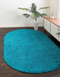 Unique Loom Solid Shag Collection Area Rug (8' x 10' Oval, Turquoise)