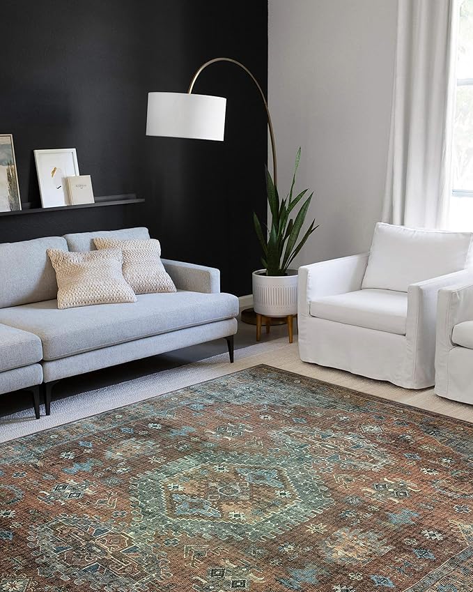Loloi Skye Collection SKY-07 Terracotta/Sky 6'-0" x 9'-0" Area Rug
