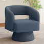 Swivel Accent Chair, Modern Comfy Teddy Barrel Chairs, Oversized Upholstered Round Arm Chair for Living Room, Bedroom, Reading Room, Blue, 1 PCS