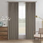 Desert Taupe Linen Blackout Pleated 86 Inch Curtains for Living Room Darkening Pinch Pleat 100% Black Out Drapes Thermal Insulated Soundproof Brownish Grey 86 Inch Curtain for Dining Bedroom
