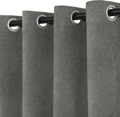 Macochico 52" Wx108 L 100% Blackout Curtains Extra Long Thermal Insulated Chenille Curtains for Living Room Bedroom Auditorium Home Theater Rock Grey Grommet Curtains with Tieback Classic 1 Panel