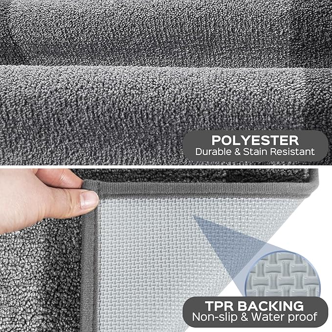 Machine Washable (24" x 36"+ 24" x 60"') Kitchen Rugs Set of 2, Non Slip Kitchen Mats for Floor, Absorbent Entrance Runner Rugs for Bedroom, Hallway, Bathroom, Door (Roll Packing)
