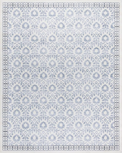 Gertmenian Indoor Boho Area Rug | Home Decor for Entryway, Bedroom, Living Room, Office, Kitchen | Non Slip, Soft, Printed Accent Rugs | Esme, Blue, 8x10 Large, 24562