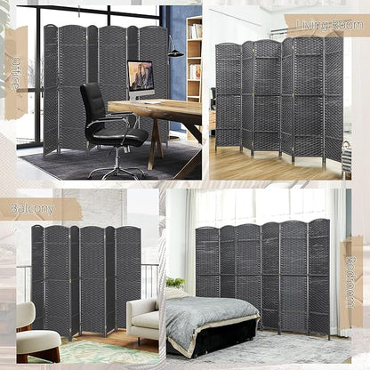 HOMCOM Room Divider, 6 Panel Folding Privacy Screen, 5.6' Tall Freestanding Wall Partition for Home Office, Bedroom, Charcoal Gray