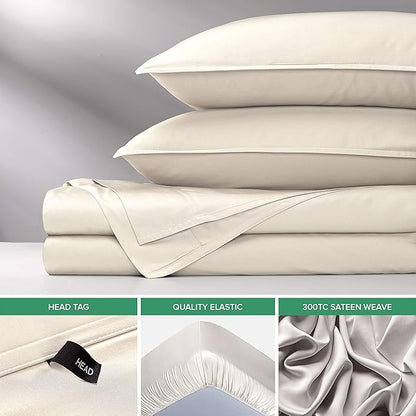 Pure Bamboo California King Sheets, Genuine 100% Organic Viscose Derived from Bamboo Bed Sheet Set, Soft & Cooling, Double Stitching, 2 Year Quality Promise (California King, Ivory)