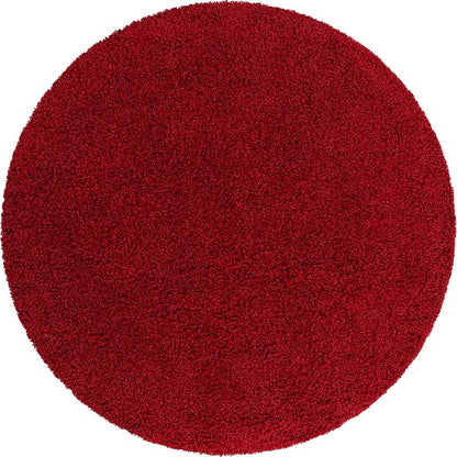 Unique Loom Solid Shag Collection Area Rug (7' 1" Round, Cherry Red)