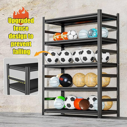 Storage Shelves, Garage Metal Shelving Unit, Adjustable, Double-Layer Column with Reinforced Ribs, Heavy-Duty, Capable of Bearing 600-3600 lbs (Balck, 47''W*24''D*77''H, 5-Tier)