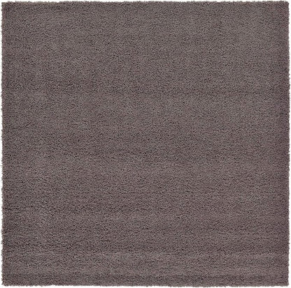Unique Loom Solid Shag Collection Area Rug (8' Square, Graphite Gray)