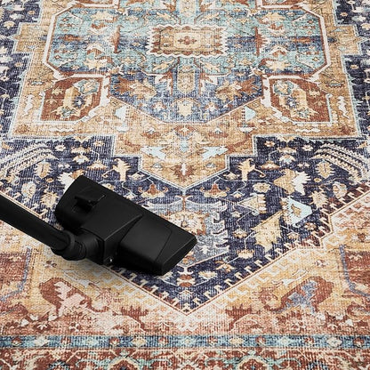 Keen Home Design 10x14 Rug - Machine Washable Area Rug with Non-Slip Backing, Ideal for Living Room, Dining Room, Bedroom - Vintage, Easy Clean, Durable, Low Pile Rug - (9'7" x 14')