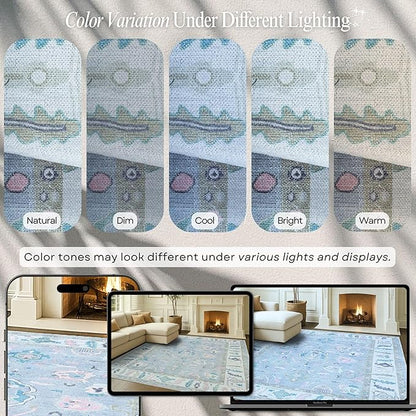 Fame Rugs Lavender Modern Oushak Rug 2'6"x10, Vintage Turkish Colorful Oriental Antique Inspired Foldable Long Washable Runner Rugs, Luxury Living Room Bedroom (386PBL, 2'6" x 10')