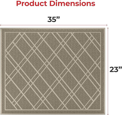 SlipToGrip Universal Door Mat, Plaid Design - Taupe, 35 x 23 - Anti Slip, Durable & Washable, Outdoor & Indoor Floor Welcome Mat Door Mat Entry Rug for Garage, Patio, Front Door, Dust Absorbent