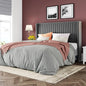 Allewie Queen Size Velvet Bed Frame/Vertical Channel Tufted Wingback Headboard/Upholstered Platform Bed/Strong Wooden Slats/No Box Spring Needed/Easy Assembly/Grey