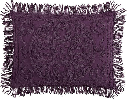 Beatrice Home Fashions Medallion Chenille Bedspread, Standard Sham, Eggplant