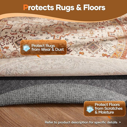 Veken 5 Ft Round Non Slip Cushioned Rug Pad Gripper, Felt and Silicone Backing, 1/4 inch Thick Carpet Liner for Hardwood Floors and Finishes, Under Area Rugs Anti Skid Mat, Keep Rugs Safe and in Place
