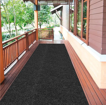 Ottomanson Commercial Scrape Rib Entry Mat – Heavy Duty Ribbed Floor Mat for High Traffic – Non Slip Rubber Back, Waterproof – Indoor Outdoor Use for Offices, Schools, Lobbies, 2' x 17', Black