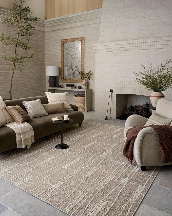 Loloi Amber Lewis Bexley Collection BEX-05 Mushroom/Natural 2'-7" x 8'-0" Runner Rug Neutral, Textured, Living, Bedroom, Dining, Carpet