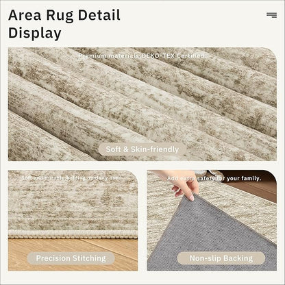 Runner Rug 2'6" x 14' Washable Non-Slip Runner Rugs for Kitchen Bathroom Laundry Room Vintage Ultra Thin Runners for Hallway Entryway Brown
