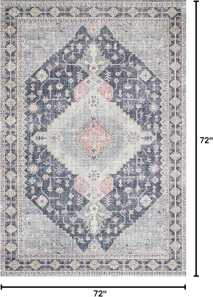 Loloi Skye Collection SKY-02 Charcoal/Multi 6'-0" x 6'-0" Round Area Rug
