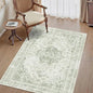 3x5 Vintage Washable Area Rugs Boho Medallion Large Distressed Retro Accent Carpet Floral Non-Slip Soft Low Pile Indoor Throw Rug for Living Room Bedroom Dining Room Office Kitchen, Green