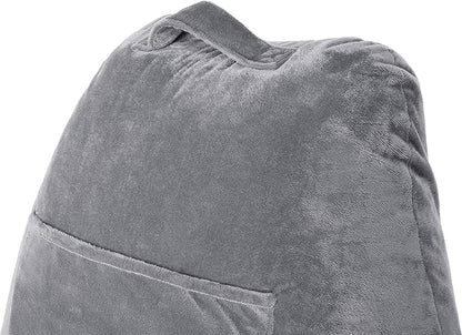 Husband Pillow Dark Grey, Standard+ Original Reading Pillow in Bed Rest Chair, Shredded Memory Foam Large Lounge Cushion Adult Backrest w/Arms, Comfy Back Support for Sit Sitting Up, Removable Cover