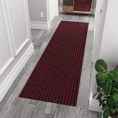 Ottomanson 2' x 7' Hallway Runner with Scraper Pile - Extra Durable Non-Slip Rug Mat for Indoor & Outdoor Use - Ideal for Kitchen, Entryway, Patio & Garage - High-Traffic Carpet, Red