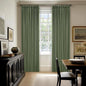 80 Inch Olive Green Linen Blackout Curtains for Living Room 100% Black Out Pinch Pleat Hooks for Living Room Back Tab Thick Linen Textured Pleated Drapes Light Blocking Loden Bedroom Window Curtains
