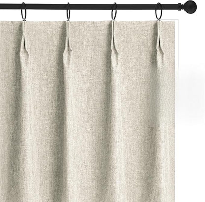 WdFour 42x45 Inch Pinch Pleated Blackout Cafe Curtains - Pack of 2, 100% Light Blocking Back Tab Drapes for Half Windows, Kitchen & Bathroom Short Curtains (Hemp Gray)