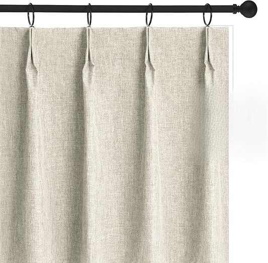 WdFour 42x45 Inch Pinch Pleated Blackout Cafe Curtains - Pack of 2, 100% Light Blocking Back Tab Drapes for Half Windows, Kitchen & Bathroom Short Curtains (Hemp Gray)