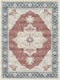 9X12 Washable Vintage Area Rug Boho Chic Medallion Distressed Design Non-Shedding Easy Care Ideal for High Traffic Areas in Living Room Bedroom Office Large Carpet (Brick/Beige, 9x12)