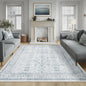 FMFUNCTEX 6x9 Washable Area Rug Blue Vintage Neutral Distressed Large Non Slip Carpet for Living Room Bedroom Soft Low Pile Indoor Mat Retro Floral Throw Rug for Dining Room Kitchen Office Nursery