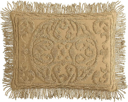 Beatrice Home Fashions Medallion Chenille Bedspread, Standard Sham, Gold
