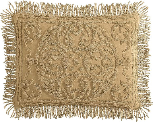 Beatrice Home Fashions Medallion Chenille Bedspread, Standard Sham, Gold