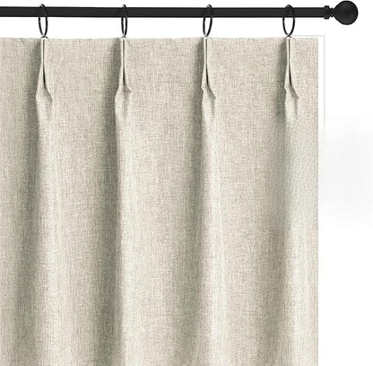 WdFour 42x36 Inch Pinch Pleated Blackout Cafe Curtains - Pack of 2, 100% Light Blocking Back Tab Drapes for Half Windows, Kitchen & Bathroom Short Curtains (Hemp Gray)
