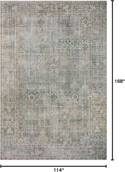 Loloi Chris Loves Julia Jules Collection JUL-08 Emerald/Antique Ivory 9'-6'' x 14', .13" Pile Height, Area Rug